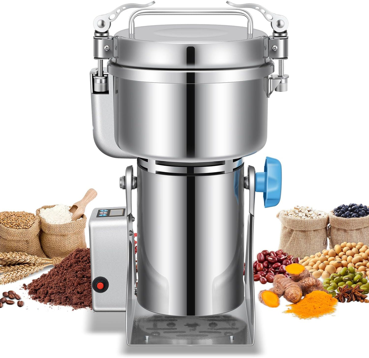 Electric Grain Grinder Mill, 1000g High-Speed Spice & Herb Grinder, Commercial Powder Machine for Dry Cereals, Grain, Coffee, Corn, Beans – CE Approved