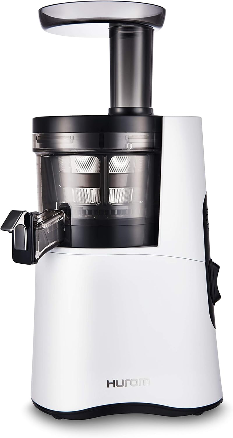 Hurom H-AA Slow Juicer, White | High Yield | Quiet 150 Watt Motor | BPA Free | 500ml (16.9oz) Chamber | Slow Squeeze | Quick & Easy Assembly | Cold Press Masticating Juicer