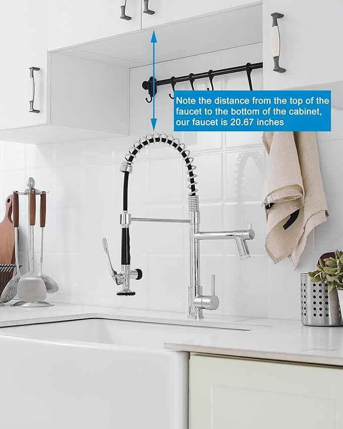 Fapully Kitchen Faucet with Pull Down Sprayer,Commercial Single Handle Kitchen Sink Faucet with LED Light Chrome