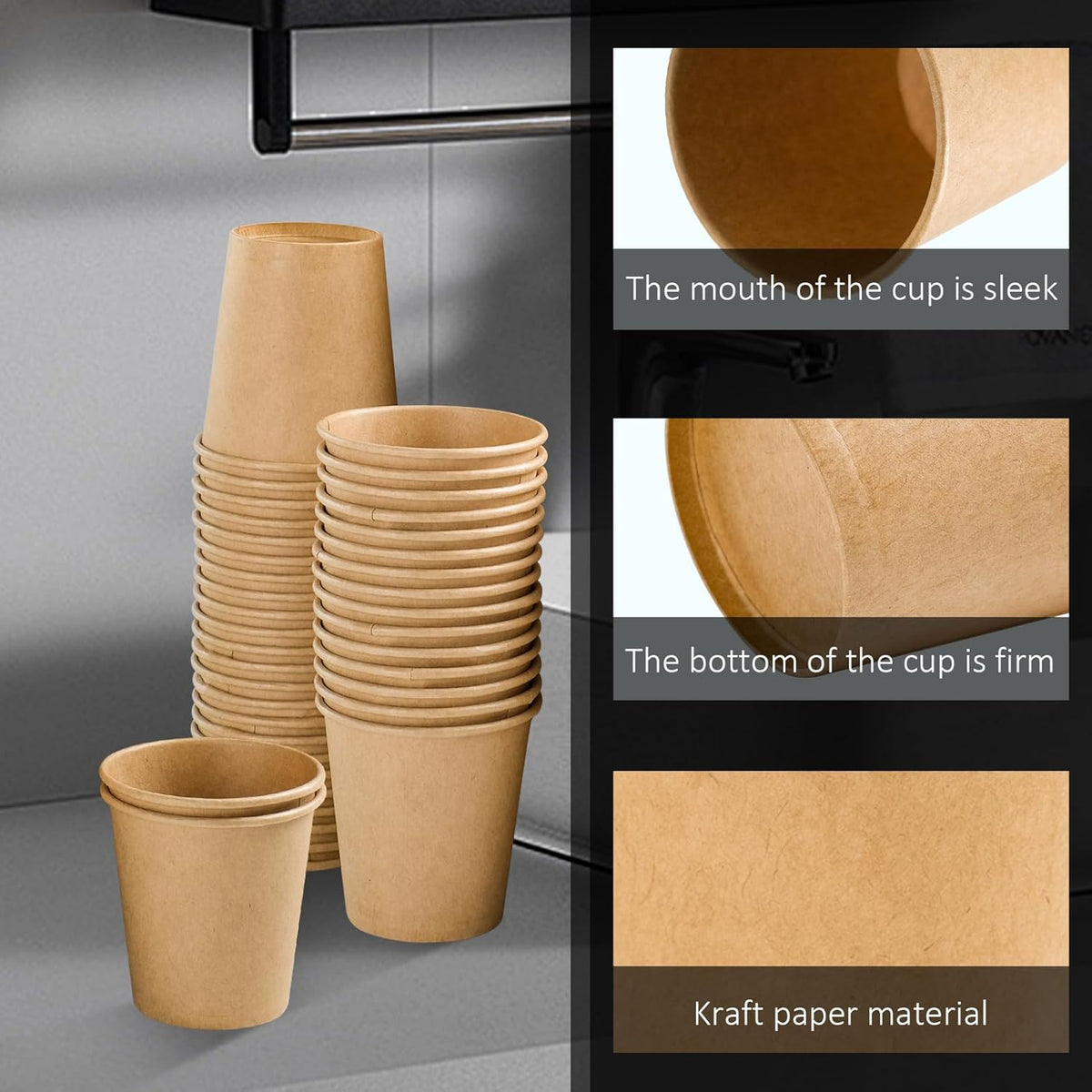 300 Pack 3 oz Paper Cups, Disposable Kraft Small Bathroom Cups 3 Ounce, Hot/Cold Beverage Cups for Home, Kitchen, Party