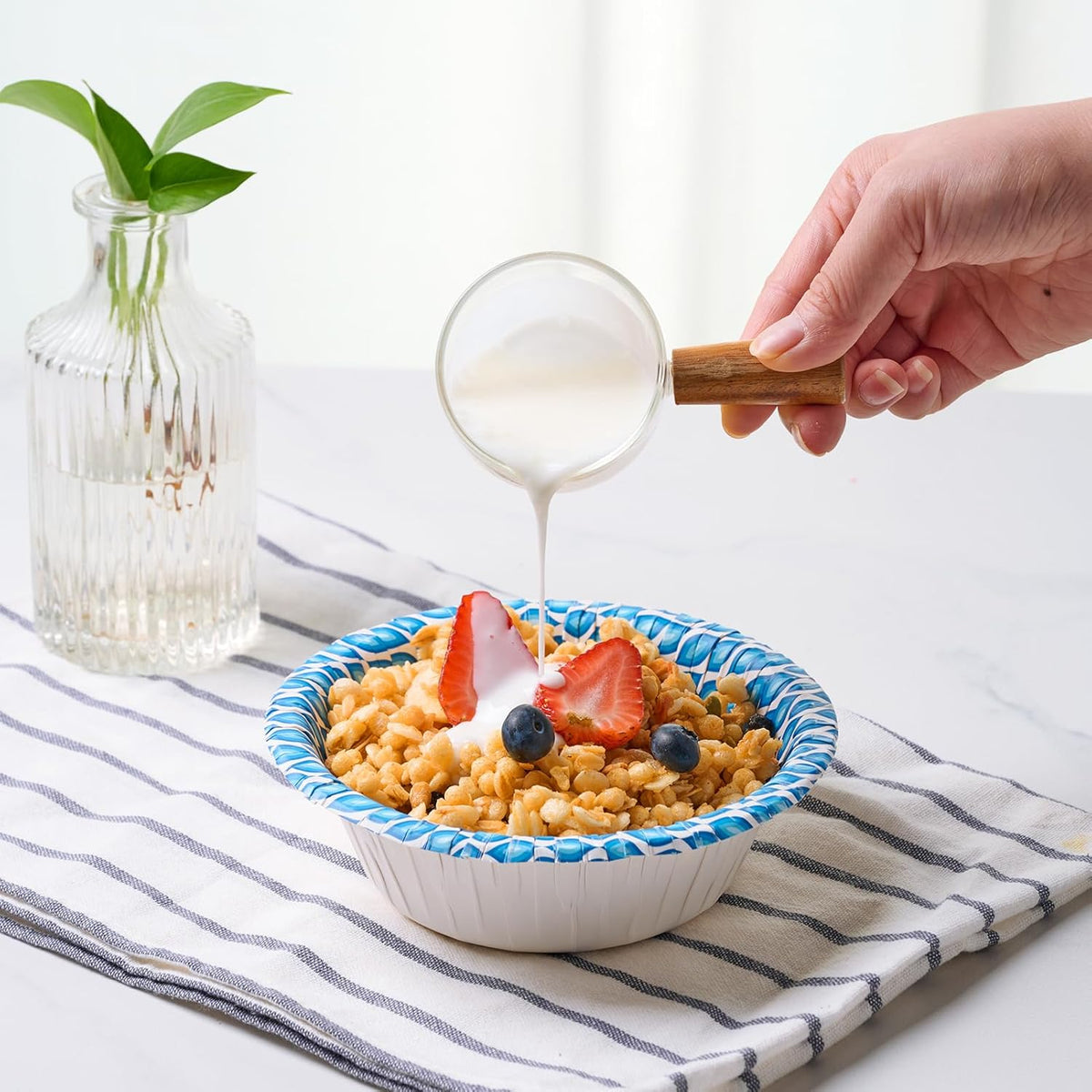 MUCHII 180 Count Paper Bowls 16 oz, Printed Soak Proof Disposable Bowls Bulk for Breakfast, Lunch, and Dinner Meals
