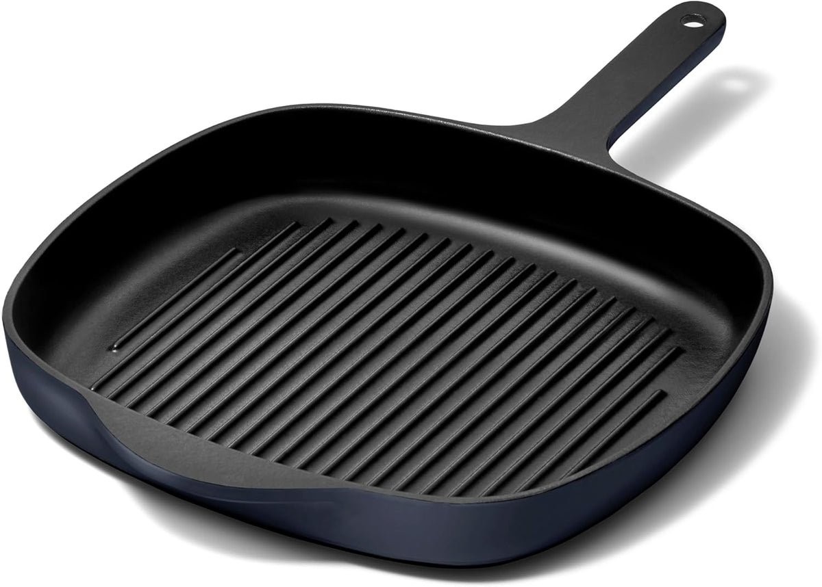 Caraway Enameled Cast Iron Grill Pan - 10.5” Grill Pan for Stovetop Cooking - 3 Layer Enamel Coating - No Seasoning Required - Compatible With All Stovetops - Free From Forever Chemicals - Dark Navy
