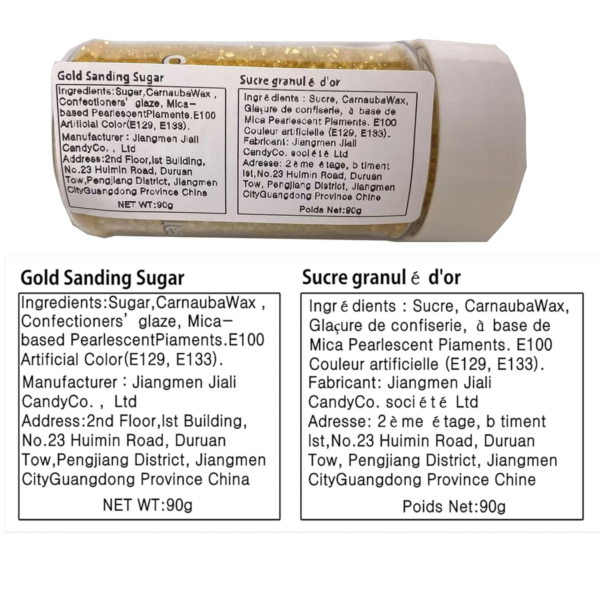 Sentovac Gold Sanding Sugar for Baking Edible Sparkling Sugar Sprinkles Coarse Sugar Crystals for Baking Topping Cake Cookie Cupcake Topper Ice Cream Decoration Supplies 3.2 OZ