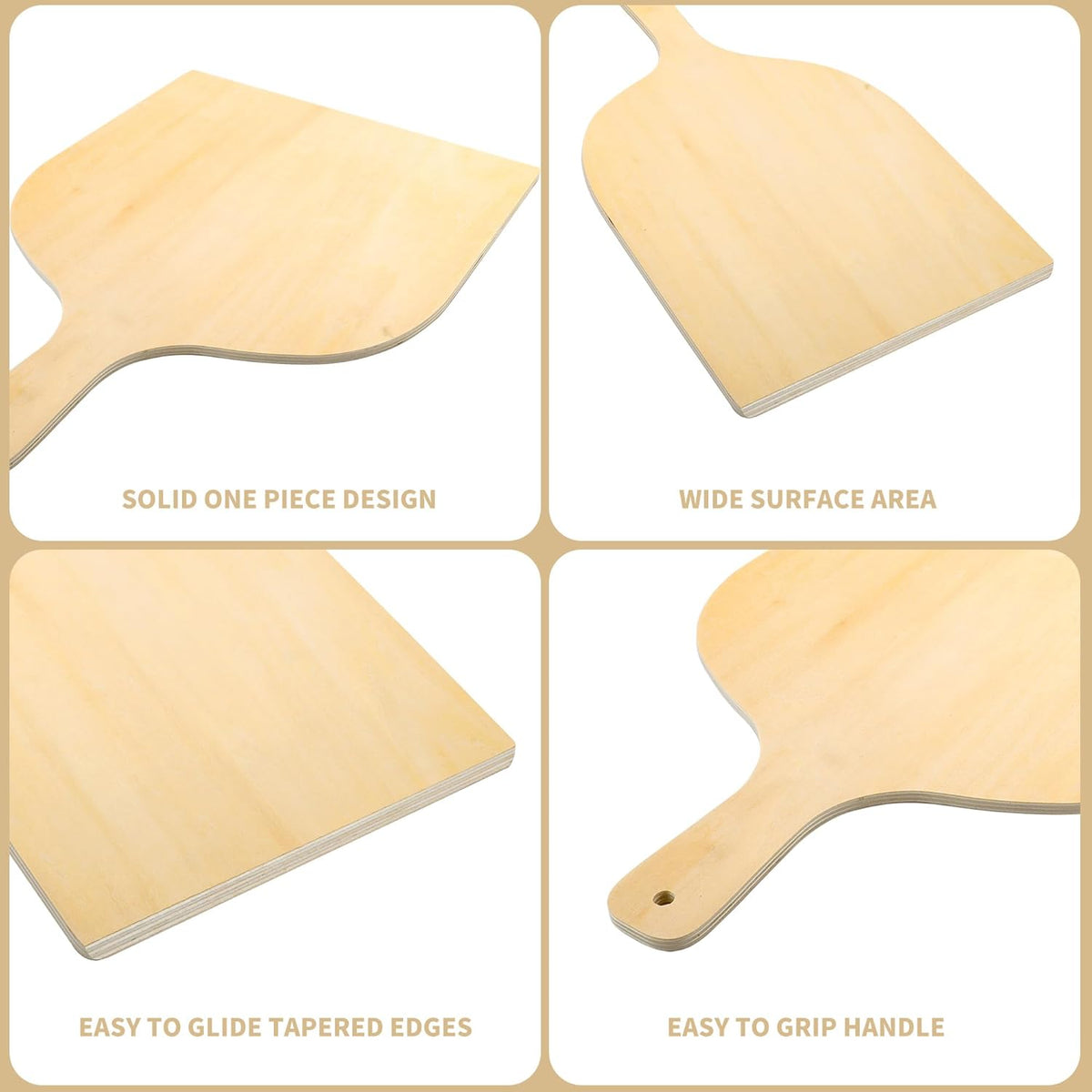 5 Pack 12 Inch Wooden Pizza Peel, Large Wood Pizza Spatula Paddle with Handle, Wooden Pizza Peel Spatula Cutting Board for Baking, Oven Pizza(16.5" L x 12" W)
