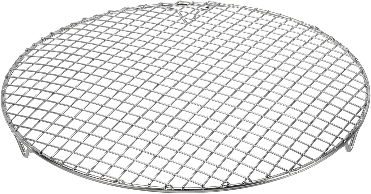 uxcell Round Cooking Rack with Legs, Dia 13 Inch 304 Stainless Steel Barbecue Grill for Cooking Baking Barbecue Air Fryer Racks, Silver