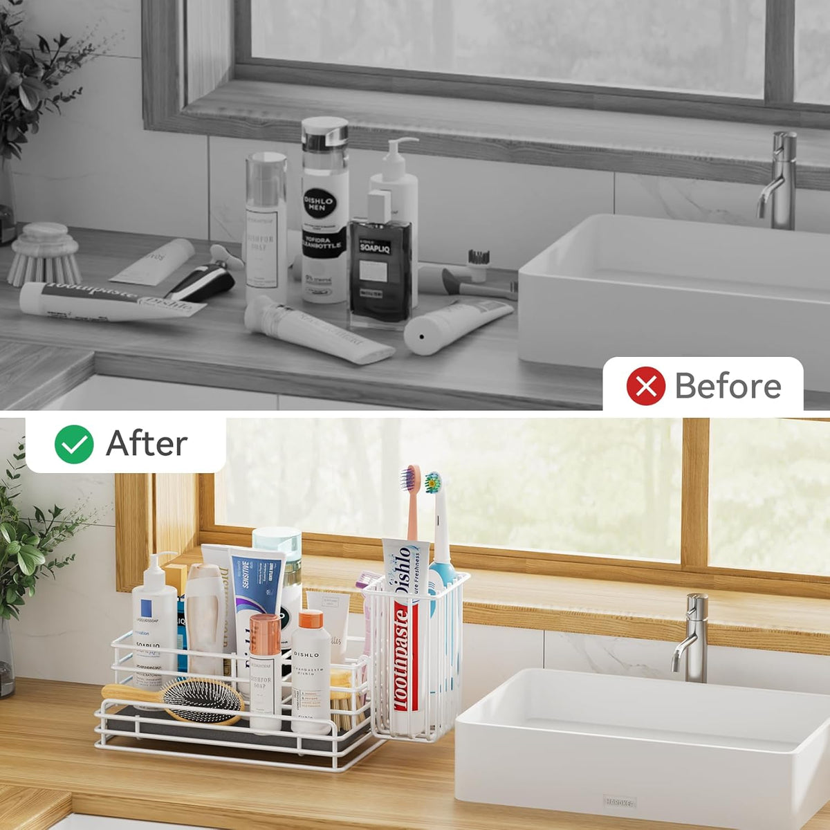 Yofidra Sponge Holder for Kitchen Sink Organizer Caddy: Sink Sponge with Instant Drying Stone, Metal Stainless Steel Basket Home Decor Storage and Organization Accessories 9.5" X 5.5" X 5.7" (White)