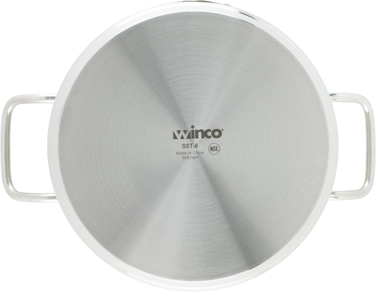 Winco Heavy-Duty Stainless Steel Stock Pot with Cover, 8 Quart