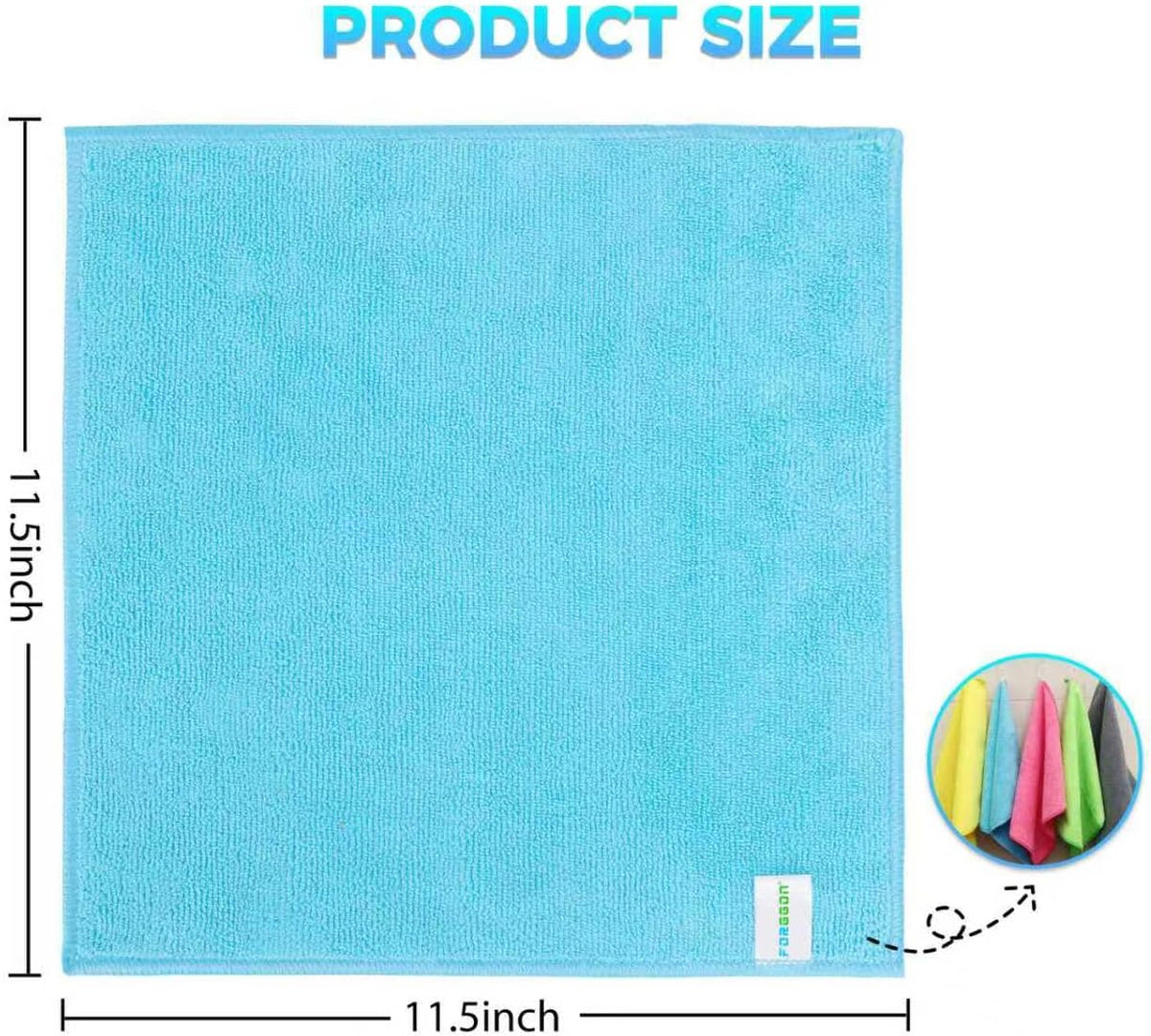 15pcs Microfiber Cleaning Cloth Lint Free, Absorbent, Streak Free, Non-Abrasive, Reusable and Washable，Cleaning Towels with 5 Color Assorted,11.5"X11.5"(Green/Blue/Yellow/Pink/Grey)