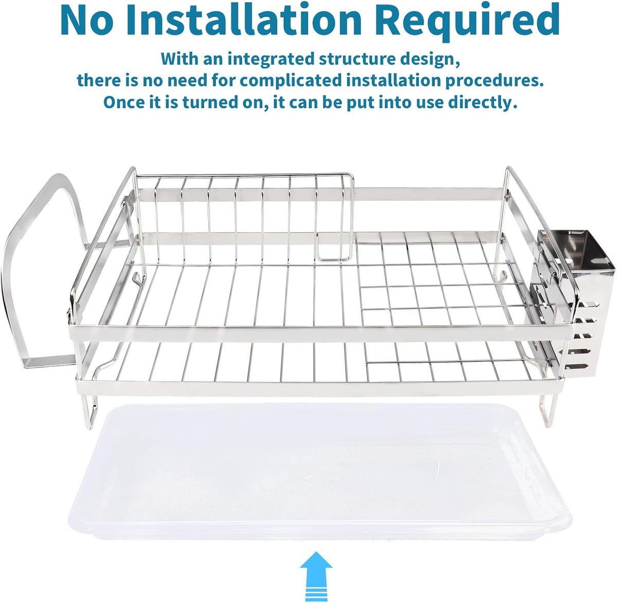 Stainless Steel Dish Racks for Kitchen Counter - Large Dish Drying Rack with Pull Drain Tray, Over The Sink Dish Drainer Drying Rack for Small Spaces, Durable for Countertop Sink