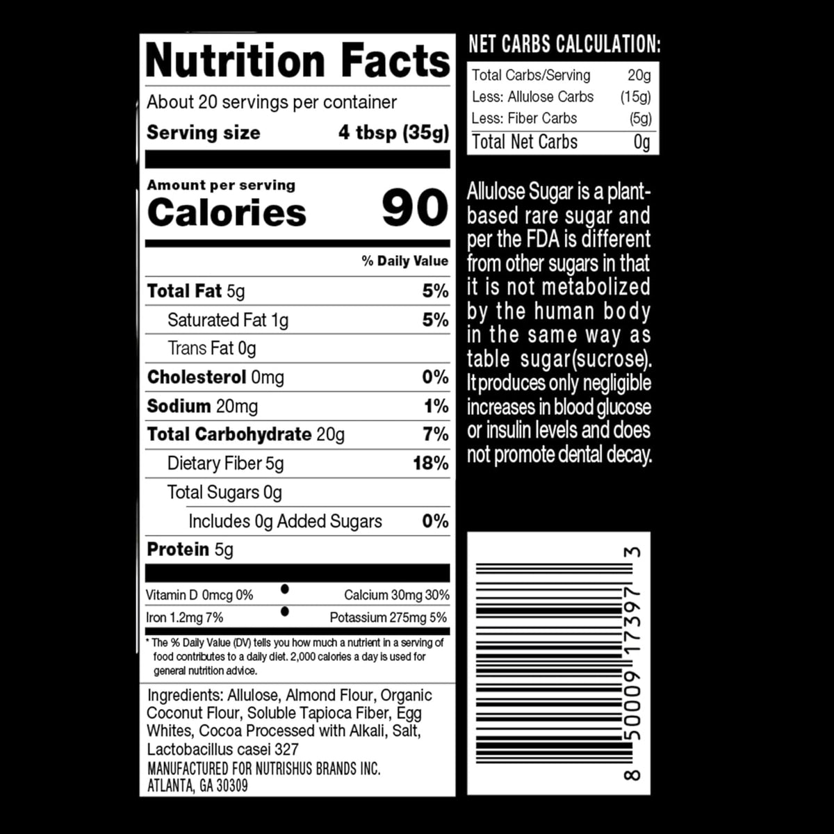 RxSugar Brownie Mix Pro | 10 Billion CFU Probiotic & Prebiotic Fiber | 1.7 lbs | 0 Net Carbs | Chocolate Mug Brownie Made with Allulose