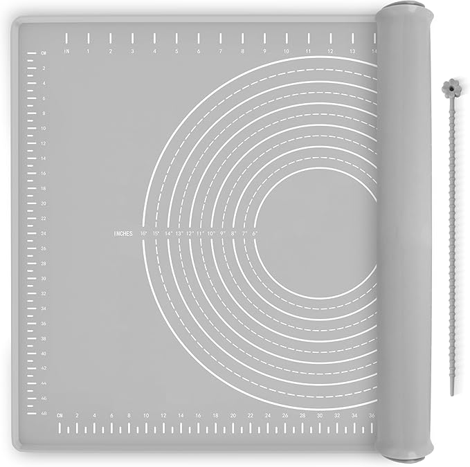 Silicone Baking Mat 32" x 24", Extra Thick Dough Rolling Mat with Measurements and Edge Heightening, Non-stick Food Grade Silicone Pastry Mat for for Pastry, Bread, Cookies, Pizza, Fondant, Pasta