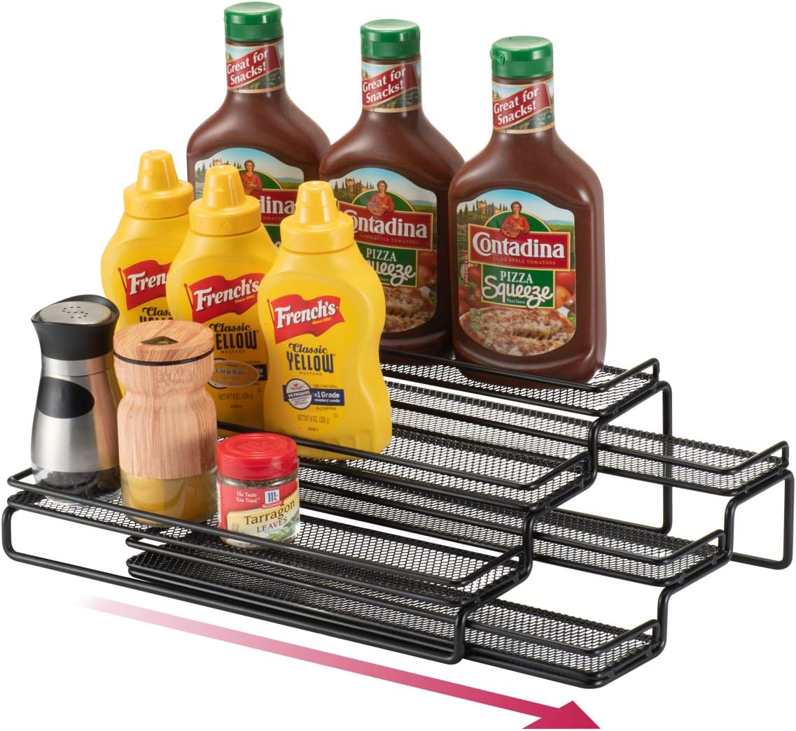 GONGSHI Spice Rack Organizer for Cabinet, Pantry and Countertop, 3 Tier Expandable Seasoning Shelf, Chrome
