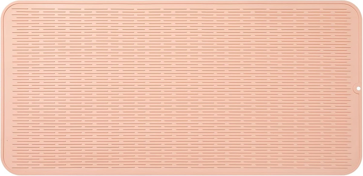 Silicone Dish Drying Mat for Multiple Usage,Easy clean,Eco-friendly,Heat-resistant Silicone Mat for Kitchen Counter or Sink,Refrigerator or Drawer Liner Pink 5XL 36inches x 18inches