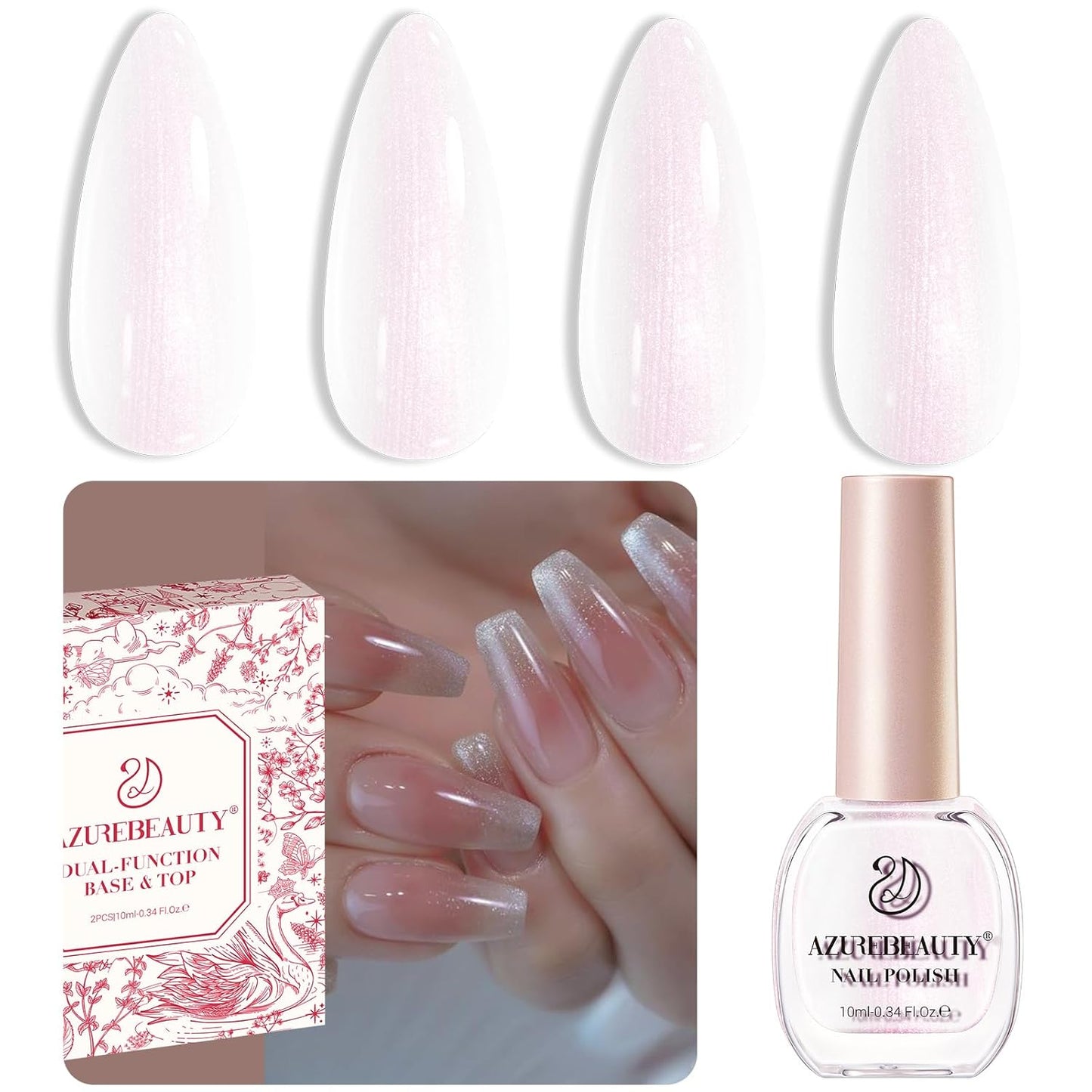 AZUREBEAUTY Shine Glitter Nail Polish Quick Dry Vegan Nail Polish Natural Shine Nail Lacquer Salon-Quality for Women Girl Gift Set 1Pcs 0.34 fl oz