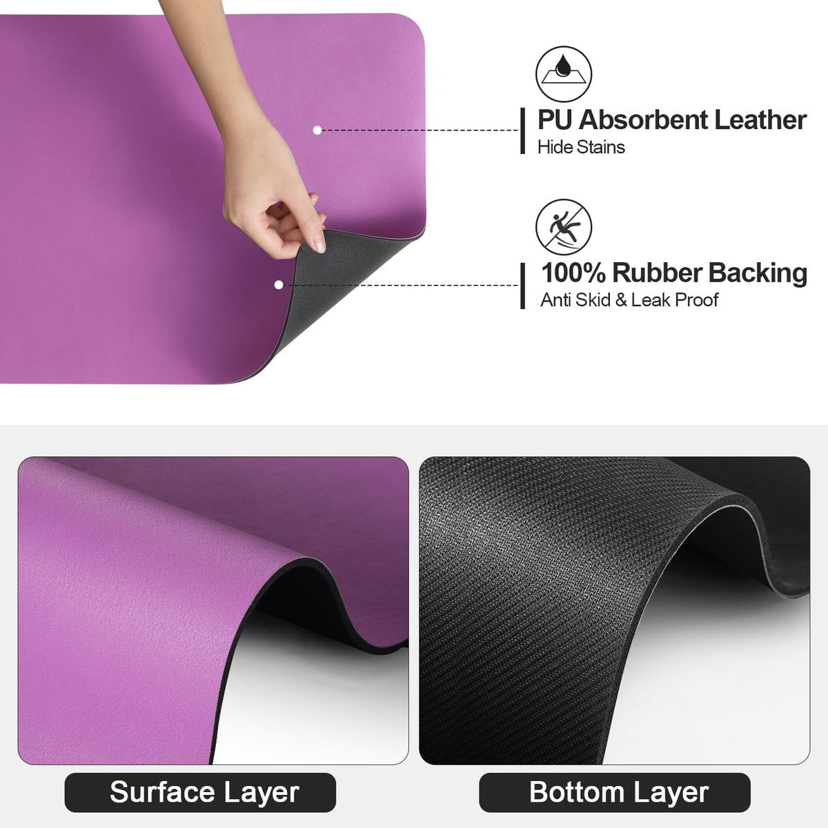 Dish Drying Mat for Kitchen Counter | Coffee Bar Mat for Countertops | Heat Resistant Drainer Mat with Non-slip Rubber Backed | Hide Stain Kitchen Absorbent Draining Mat | Purple 18"x28"