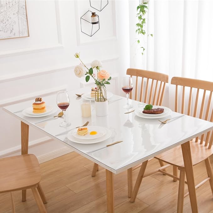 37 x 77 Inch Clear Table Cover Protector, Clear Table Protector for Dining Room Table, 1.5mm Plastic Table Cover, Waterproof Table Pad for Kitchen, Office