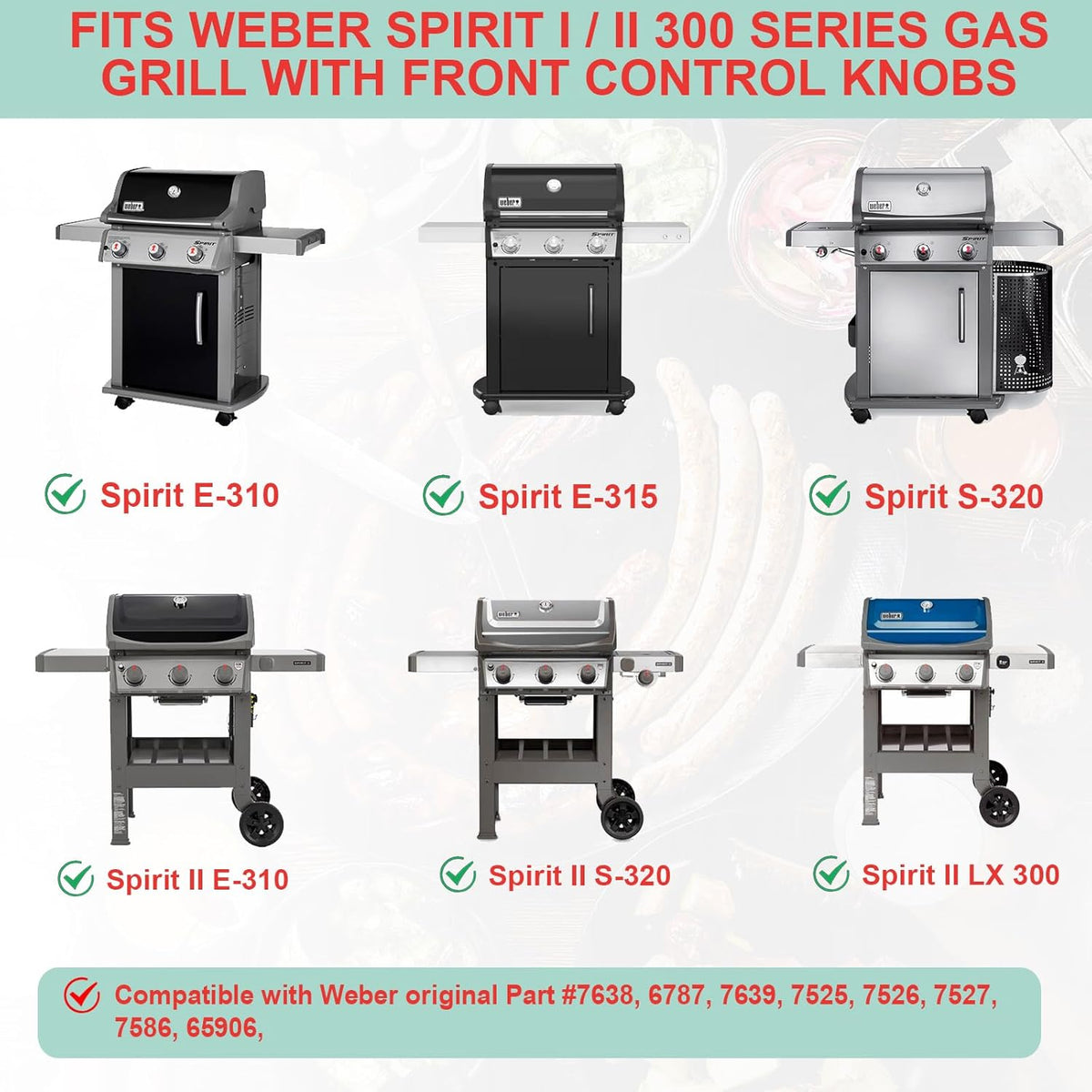Spirit 300 Full Size Griddle Insert for Weber GS4 Spirit I/II 300 Series Gas Grill E310,E320,S310,E315,S320,E330,S330 Parts, 6787 Carbon Steel Flat Top Griddle Replacement Parts for Weber 7638 7639