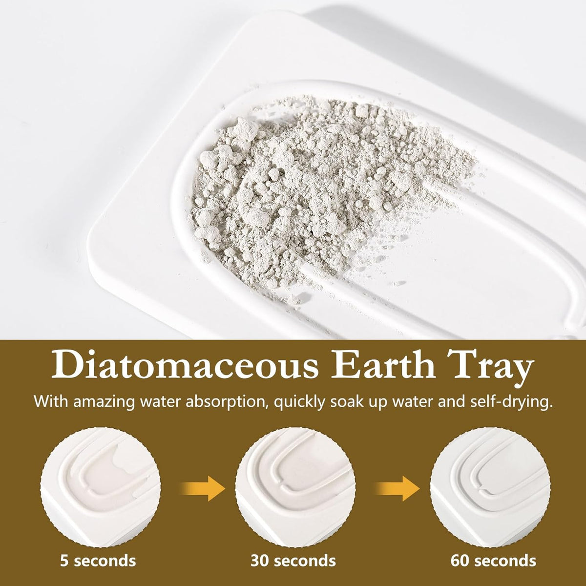 Shinowa Soap Dish (Dual Layer), 4.72 * 2.95'' Ceramic Soap Container and 5.12 * 3.27'' Diatomaceous Earth Tray, Quickly Drain Water and Dry, Dish Soap Holder for Kitchen, Bathroom, Shower