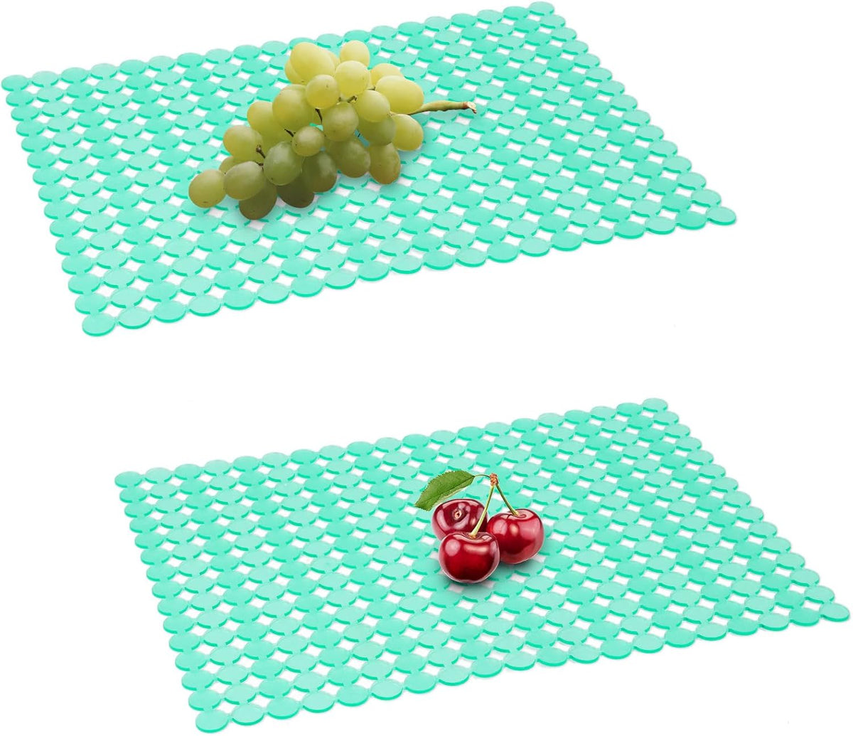 Qulable 2Pack Kitchen Sink Mat for Stainless Steel/Ceramic Sinks, PVC Eco-friendly Protectors for Bottom of Kitchen Sink, Adjustable, Fast Draining, Dots Design, 11.8x15.7 (Light Green)