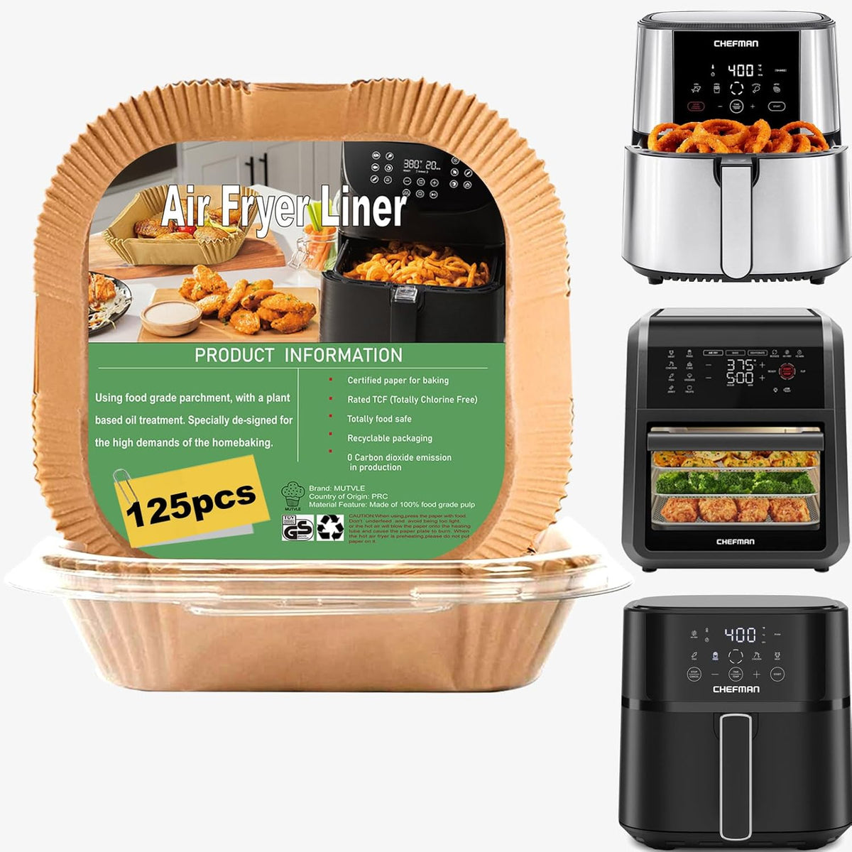 Air Fryer Liners Disposable for CHEFMAN Air Fryer, Power XL Air Fryer Liners, 6 qt 8QT Air Fyrer Liners, 9.5 inch Parchment Paper Liners for 10 Qt 12-Quart Air Fryer Oven