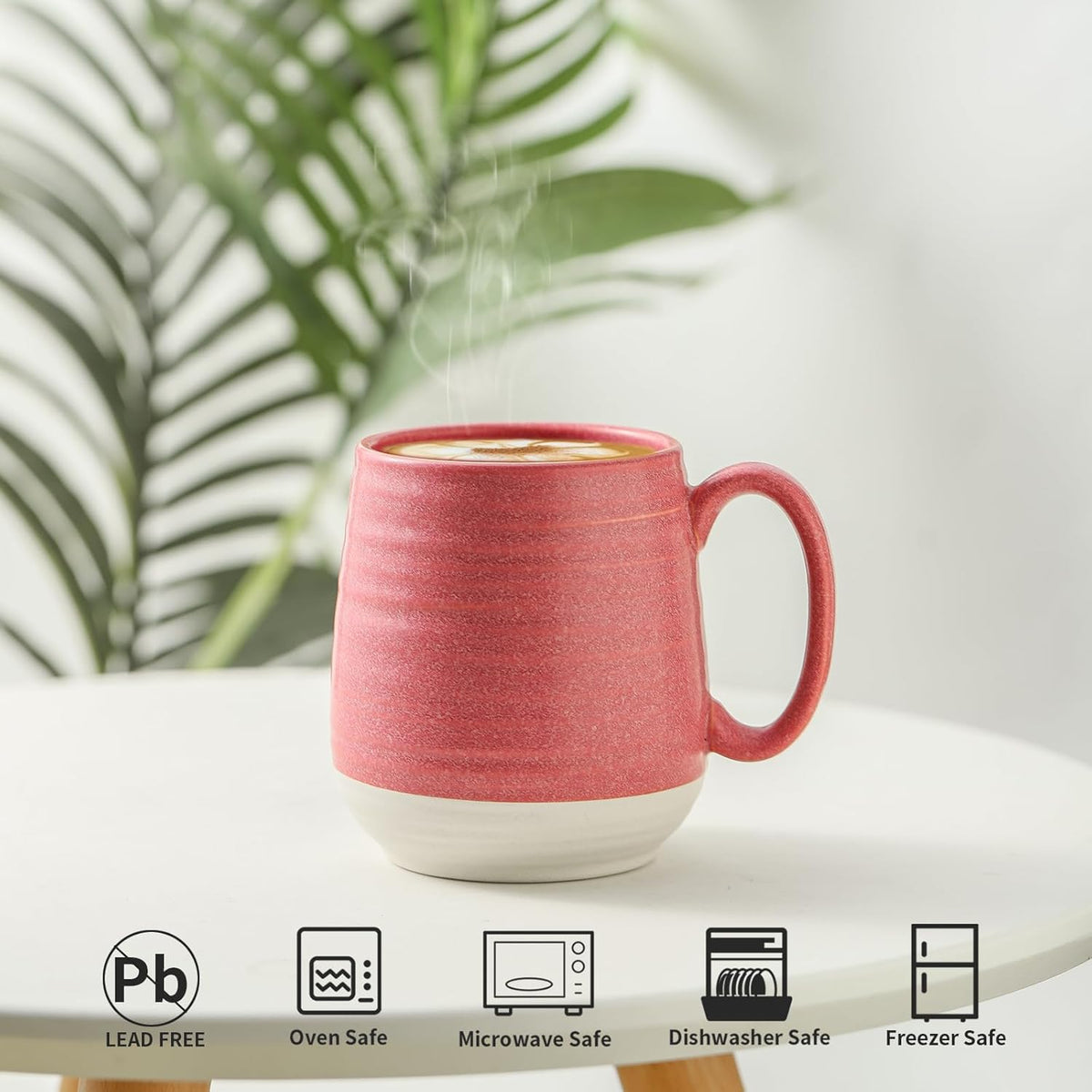 Hasense Coffee Mug, 20 oz Ceramic Coffee Cup for Hot and Cold Drink, Large Latte Mug with Comfortable Handle for Tea Coffee Cocoa, Mother's Day Gifts, 1 PCS(Pink Red)
