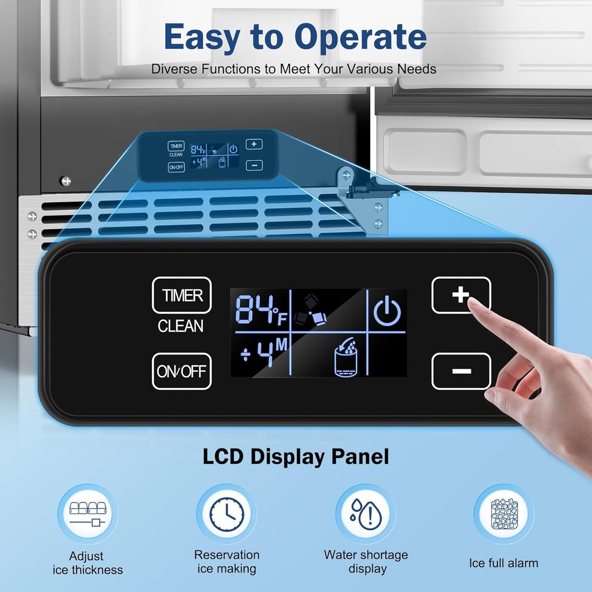 Built in Ice Machine, 95Lbs/Day with 35lbs Storage Bin, 40Pcs Cubes in 10Mins, Reversible Door, Under Counter Ice Maker for Home Office Commercial, Ice Maker Machine Commercial