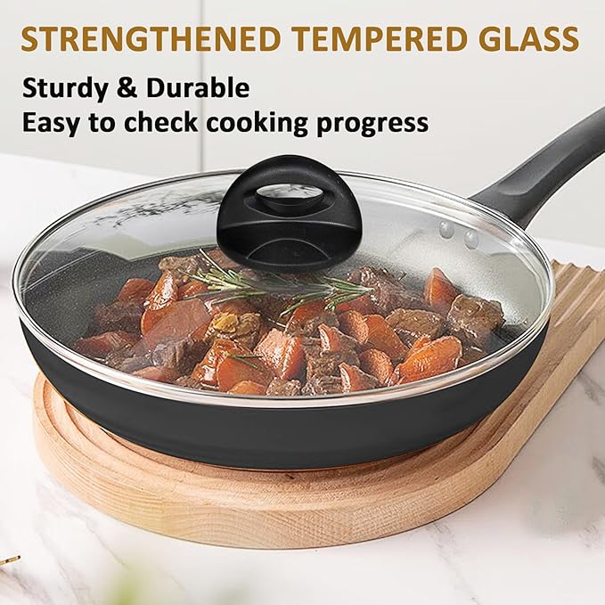 Glass Lids for Pot and Pan, 8, 9.5, 10.25, 11, 12, 12.6, 13.5, 14 Inch Tempered Replacement for Covers Kitchen Cookware, Frying Pan, Wok, Skillet (12.5 Inch)