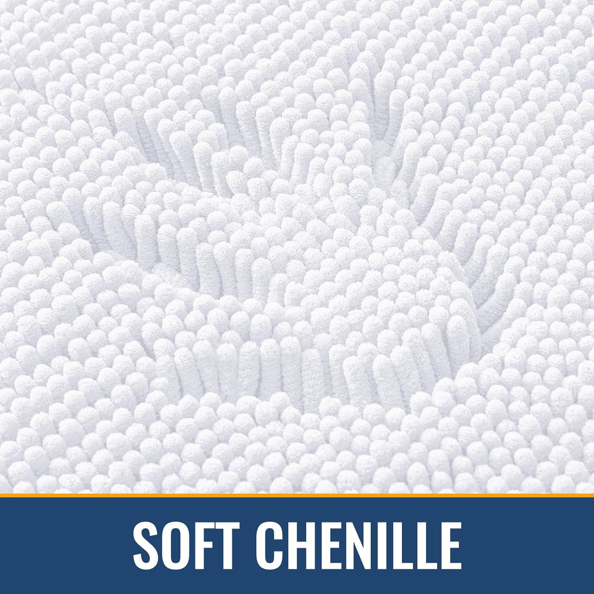Arotive Bathroom Rugs 47x24, Extra Soft Absorbent Shaggy Chenille Bath Rugs, Machine Washable Rubber Backing Non-Slip Bath Mats for Bathroom Floor Tub and Shower, Home Decor Accessories, White
