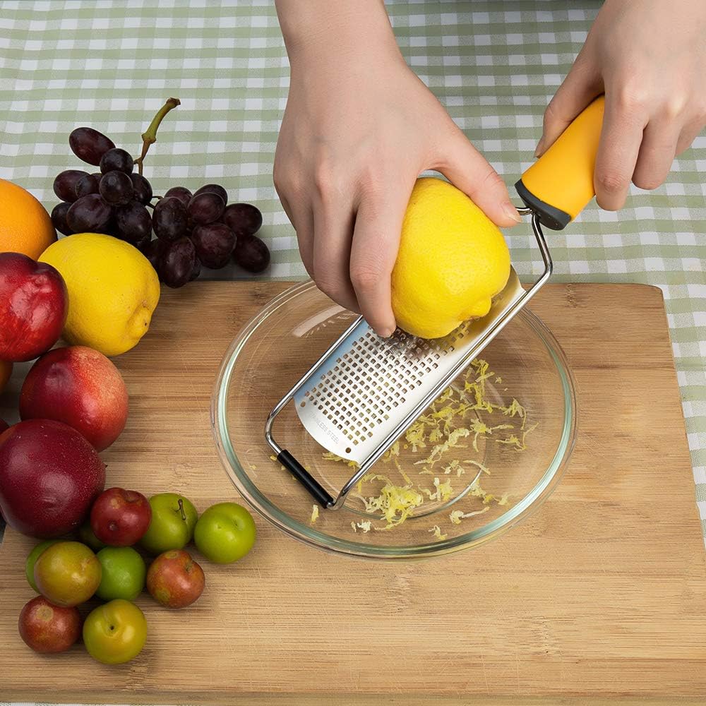 Pro Zester Grater, Lemon Zester, Parmesan Zester, Chocolate, With Razor-Sharp Stainless Steel Blade, Protective Cover and Cleaning brush, Dishwasher Safe, by Nspring