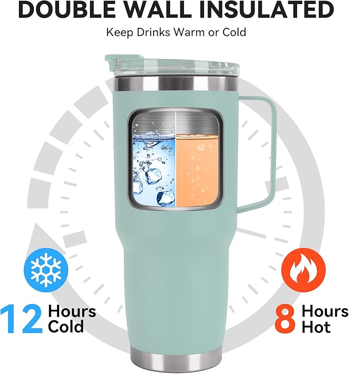 HASLE OUTFITTERS 30oz Tumbler Bulk with Handle, Insulated Travel Coffee Mug Set with Handle Leak-Proof Double Wall Stainless Steel Vacuum Tumblers Pack Metal Cup for Hot and Cold Drink