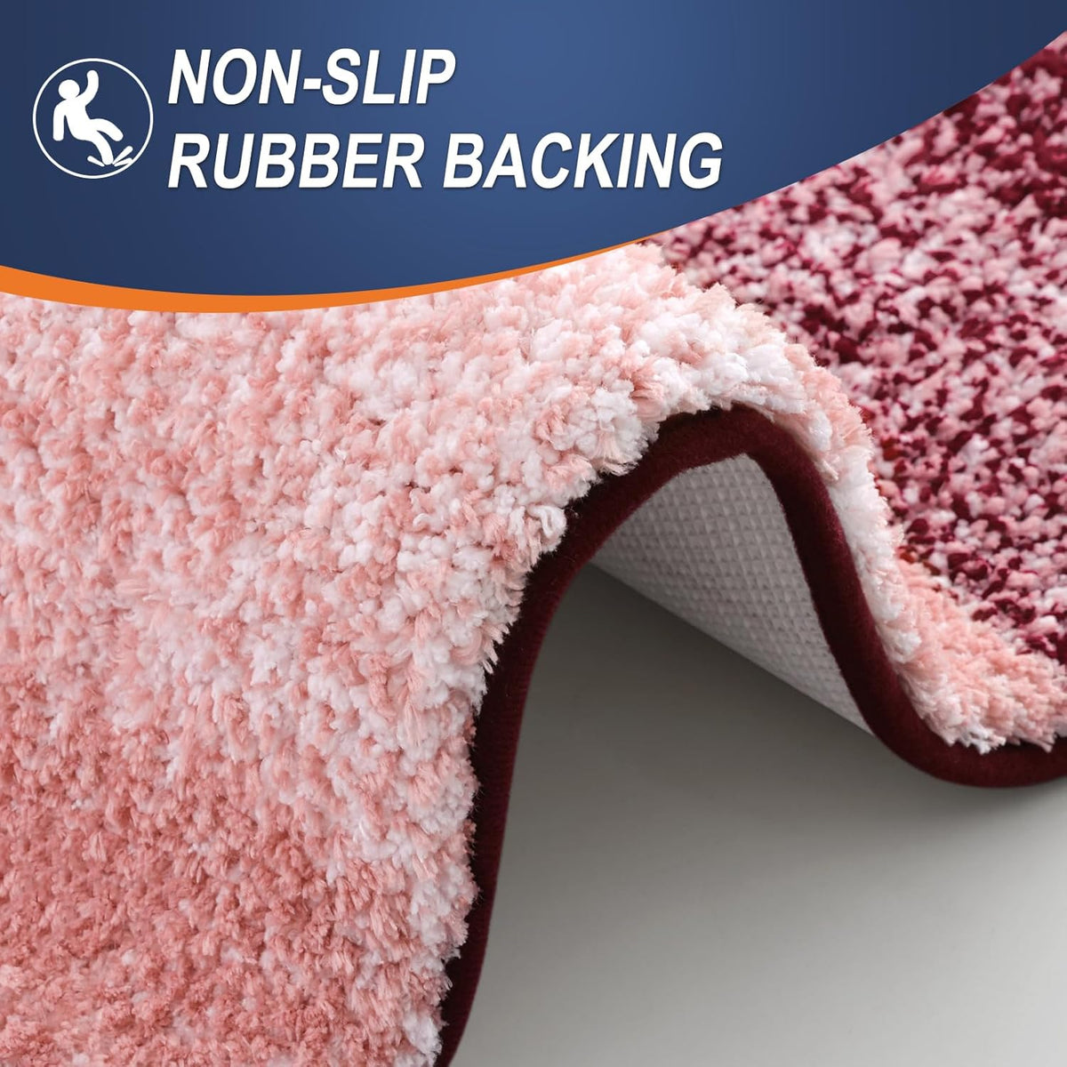 OLANLY Bathroom Runner Rugs 44x24, Extra Soft Absorbent Microfiber Bath Rugs, Rubber Backing, Quick Dry, Machine Washable Bath Mats for Bathroom Floor, Tub and Shower, Home Decor Accessories, Red