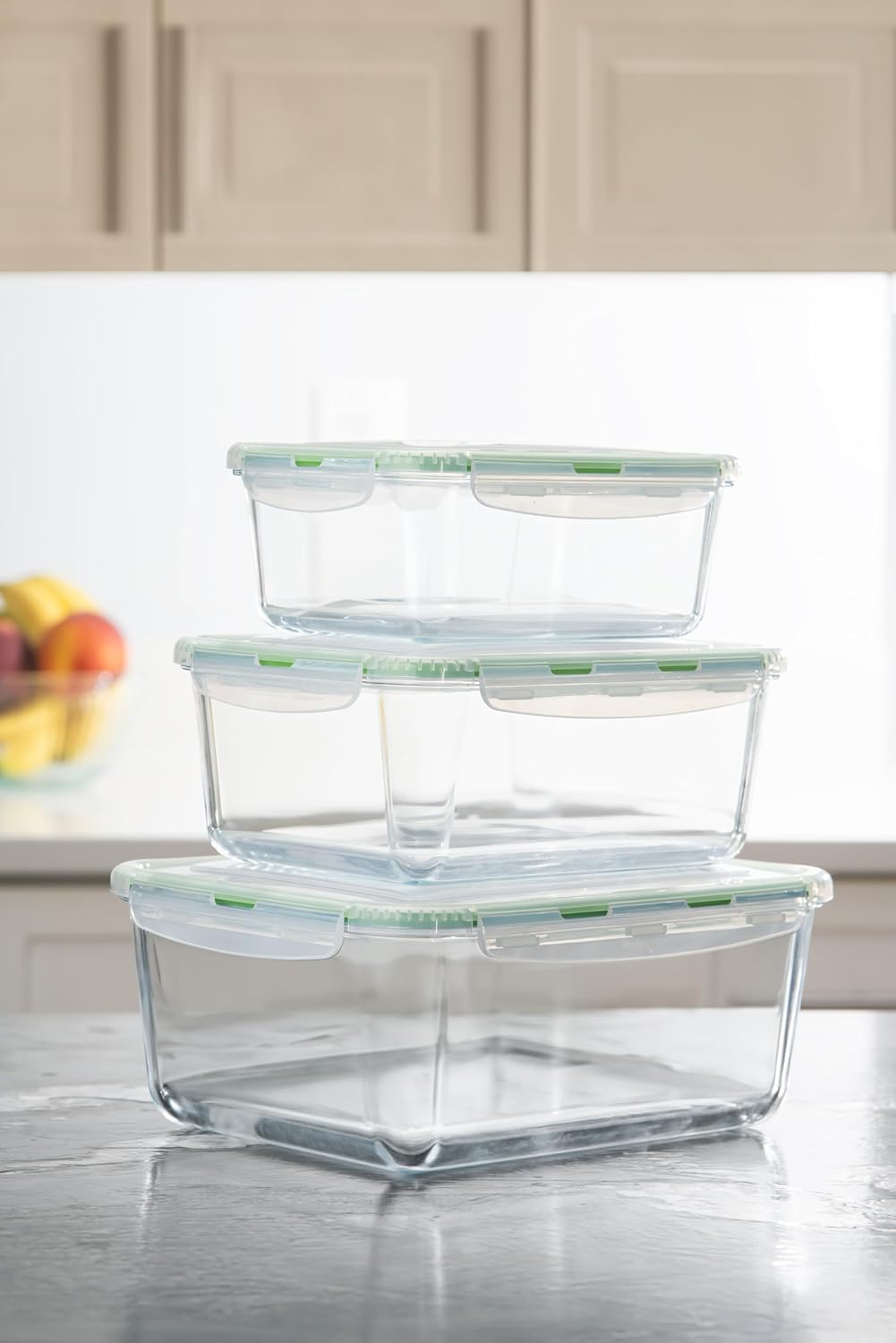 X-LARGE Glass Food Storage Containers with Lids Baking Dish Set Glass Storage Containers with Locking Lid Set 3-120 oz/70 oz/35 oz - Large Meal Prep Storing Serving Food Leakproof Ovensafe