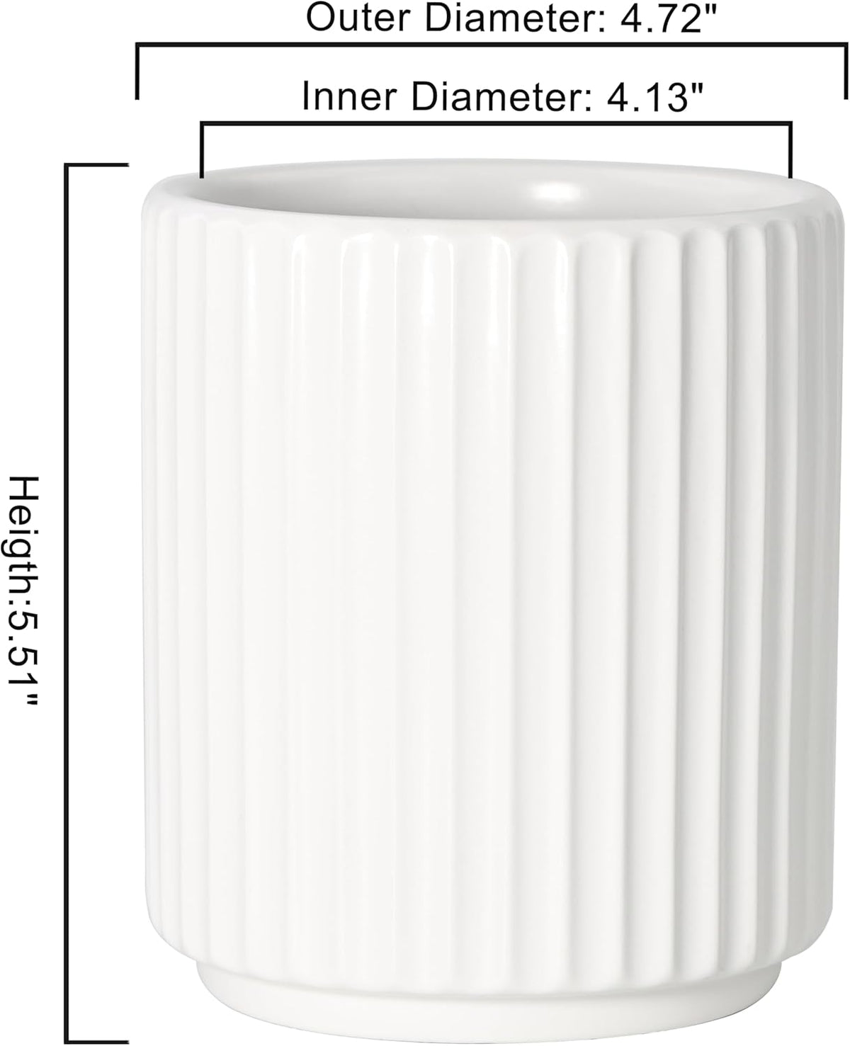 Small Utensil Holder for Kitchen Counter (H5.51” x W4.92”), Countertop Utensil Holder for Kitchen Ceramic, Utensils Crock for Countertop, Includes Silicone Drying Mat, White