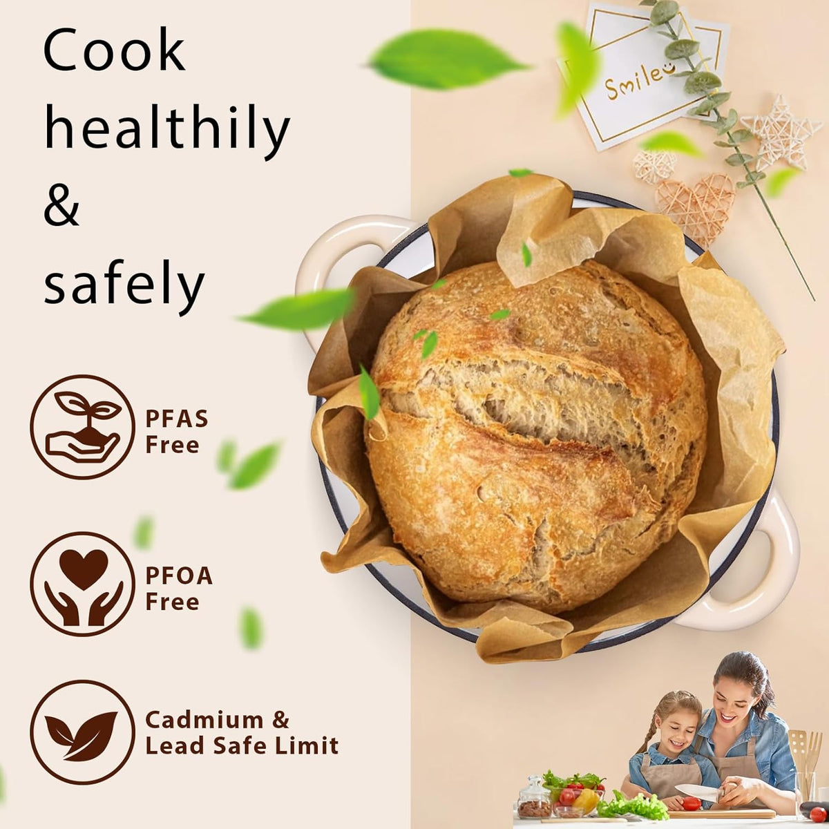 Romswi Enameled Cast Iron Dutch Oven Set - 3qt & 5.5qt Dual Combo - 7-Layer Professional Grade Dutch oven pot with lid - Oven Safe for Braising, Stews, Roasting, Bread Baking - White Bread Dutch Oven