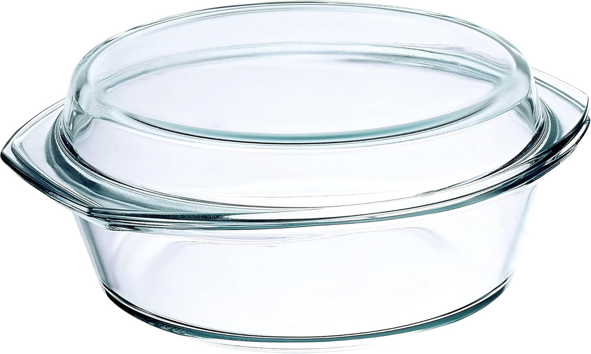 Simax Casserole Dish with Lid, 2.5 Quart Round Glass Casserole Dishes for Oven with Lid and Handles, Baking Dishes for Oven, Covered Bowl for Cooking, Baking, Serving, Microwave, Dishwasher, and Oven Safe Cookware