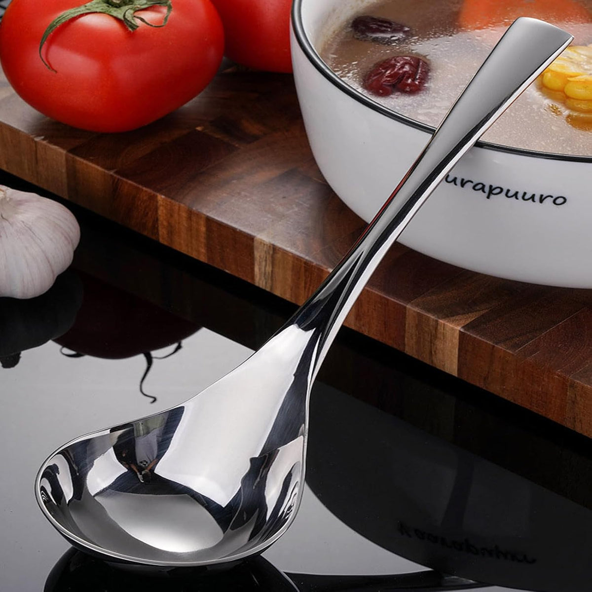 Zjunhm Sauce ladle,Gravy Ladle,Small Soup Ladle,8.3 Inch,SUS304 Stainless,Mirror Polished Dishwasher Safe 1 Piece (Color:Silver).