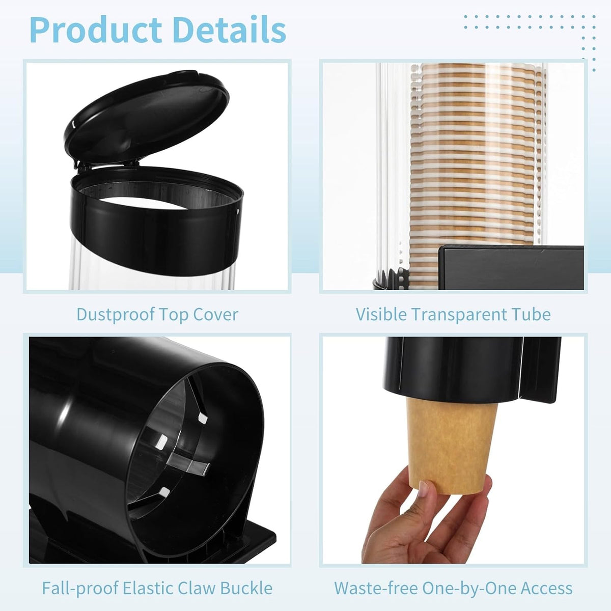 Disposable Paper Cup Dispenser,Water Cooler Pull Type Cup Holder Fits 7oz-12oz Cups,Wall-Mounted Cup Organizer for Water Coolers, Pull-Type Paper Cup Holder with Adhesive and Screws