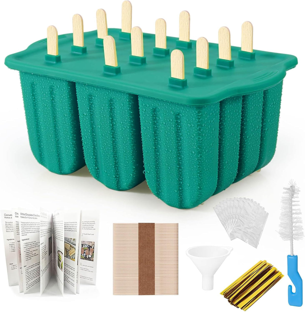 Silicone Popsicles Molds,Ice Pop Cream Mold Set Homemade Toddler Popsicle Maker For Kids Para Paletas De Helado Kulfi BPA Free, with 50 Sticks, 50 Bags,50 wire Ties (Navy blue)