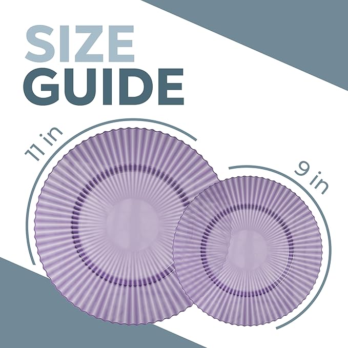 Exquisite 40 Piece Plastic Disposable Plates Set For 20 Guests I 20 X 9 Inch & 20 X 11 Inch Disposable Plastic Plates | Color: Purple | Great for Weddings Parties And Formal Occasions