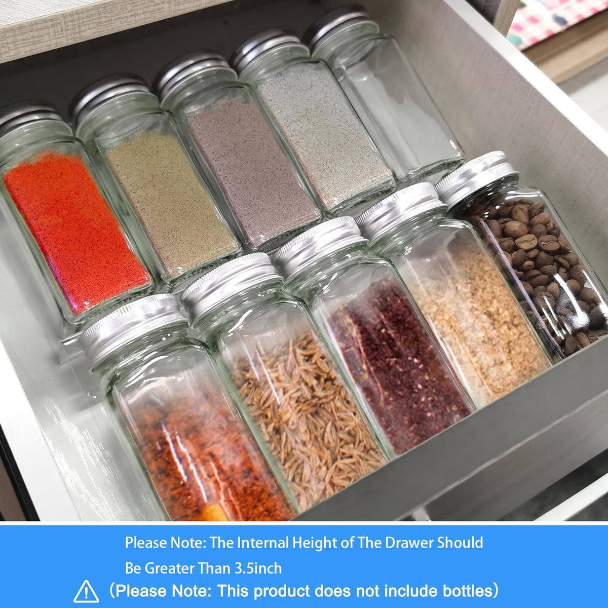 Acrylic Seasonings Spice Rack,Acrylic Spice Drawer Organizer,4 Tier,for Drawer/Countertop,Organize and Display Your Spices,and Seasonings(Jars not included)