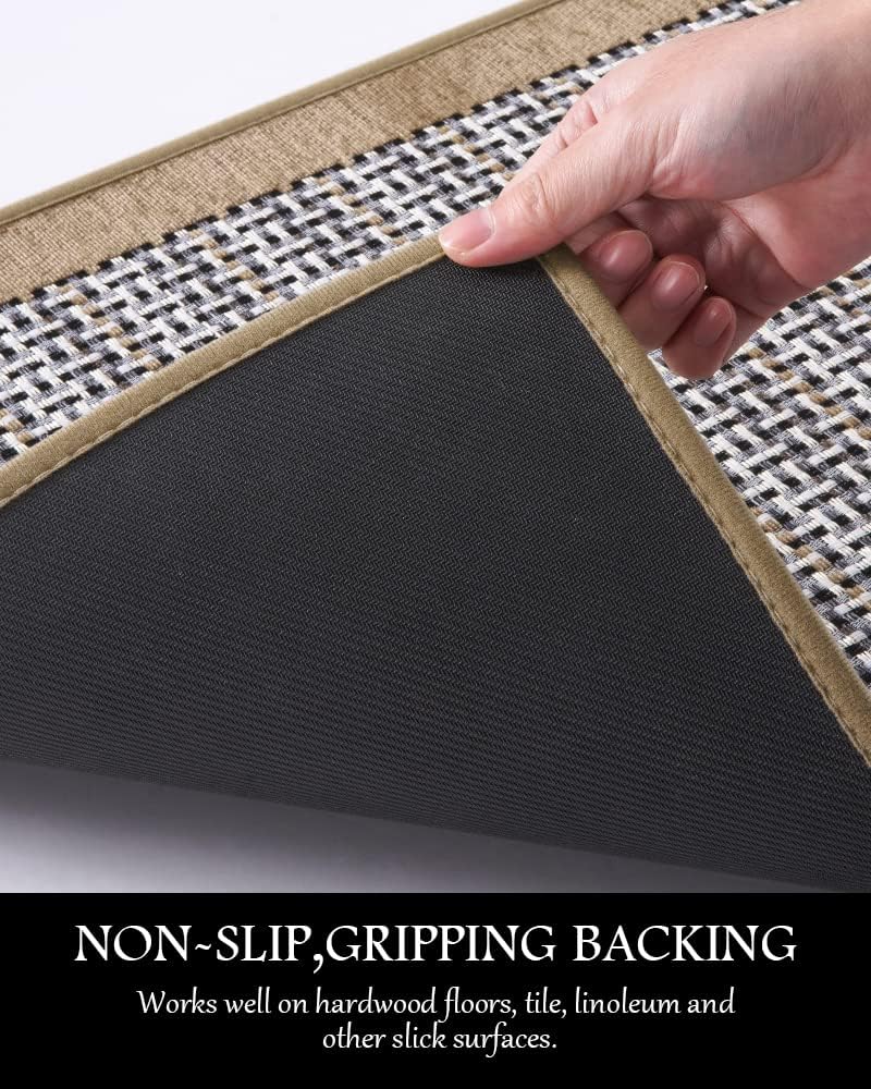 PADOOR Kitchen Mats for Floor, Kitchen Rugs Non Slip Washable, Rubber Backed Kitchen Runner Super Absorbent Kitchen Floor Mat Sink Rug, 20”x47” Brown