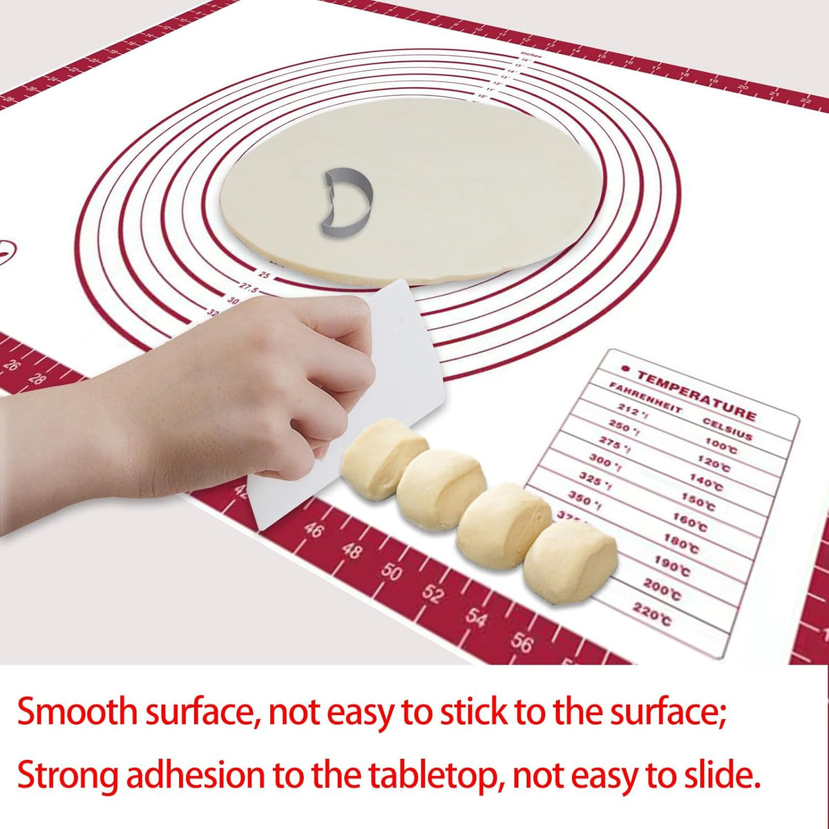 Dough Mat Silicone Baking Mats for Rolling Pastry Kneading Sheet Sourdough Bread Baking Supplies Red