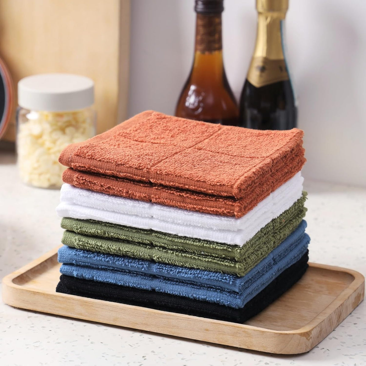 Glynniss Dishcloths Kitchen Highly Absorbent Dish Rags 100% Cotton Dish Cloths for Washing Dishes, Cleaning (Black, 11x11)