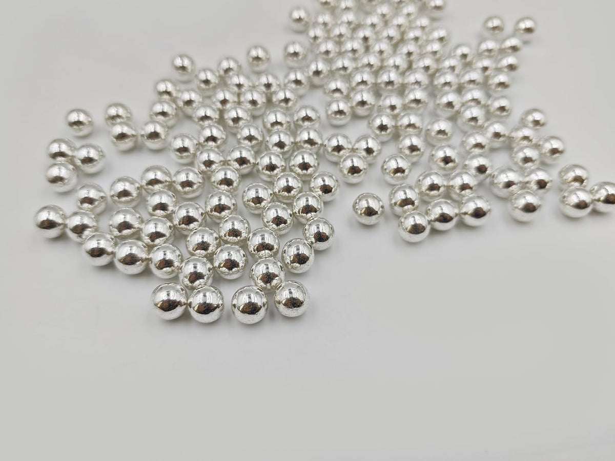 Silver Pearl Sugar Sprinkles 4.23 oz, 10mm Candy Pearls Ideal for Baking, Cake and Cupcake Toppers, Cookie Decoration, Ice Cream Topping, Wedding Shower Valentines Halloween Christmas