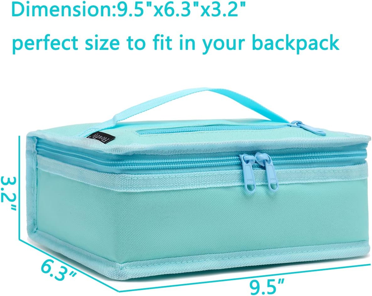 FlowFly Small Insulated Lunch box Portable Soft Bag Mini Cooler Thermal Meal Tote Kit with Handle for Work & School, Light Blue