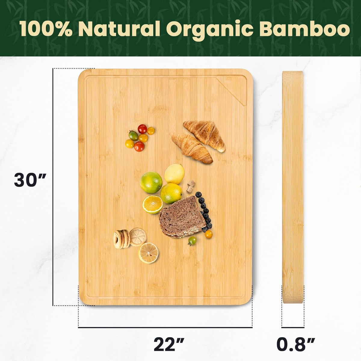 Heimlove 30" Stove Top Cover, Extra Large Bamboo Cutting Boards for Kitchen, Noodle Board Stove Cover Wooden Kitchen Sink Cover, Turkey Carving Board with Juice Groove and Handles