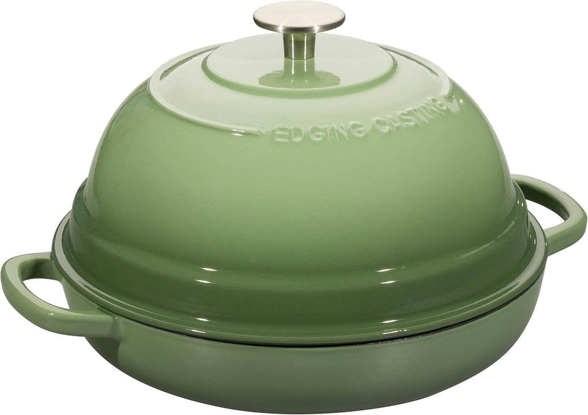 Enameled Cast Iron Dutch Oven Pot with Lid, Round Bread Oven for Homemade Sourdough Bread Baking, 6 Quart, Pistachio Green