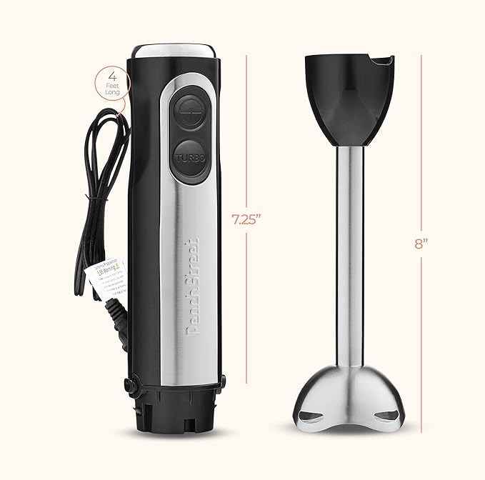 Multi-Use Immersion Blender Set, Hand Blender with Powerful Copper Motor 800W, High Speed, Turbo Mode, 3-in-1 Handheld Blender Stick Stainless Steel Blades, Whisk, Beaker, Measuring Marks, and Chopper