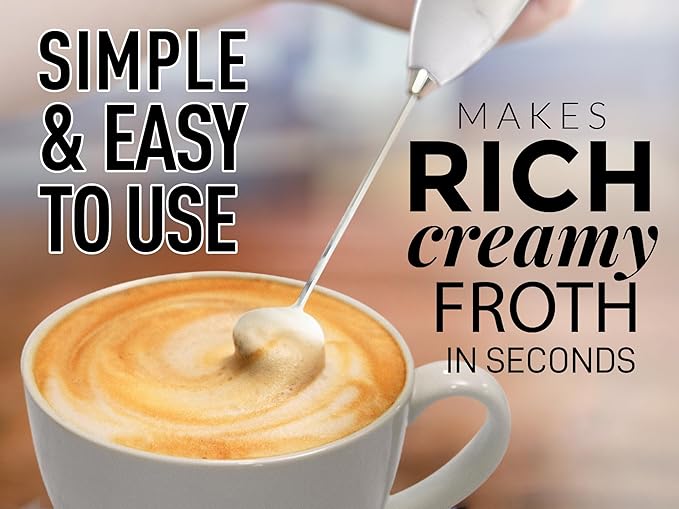 Zulay Powerful Milk Frother for Coffee with Powerful Motor - Handheld Frother Electric Whisk, Milk Foamer, Mini Mixer & Coffee Blender Frother for Frappe, Latte, Matcha, No Stand - Marble