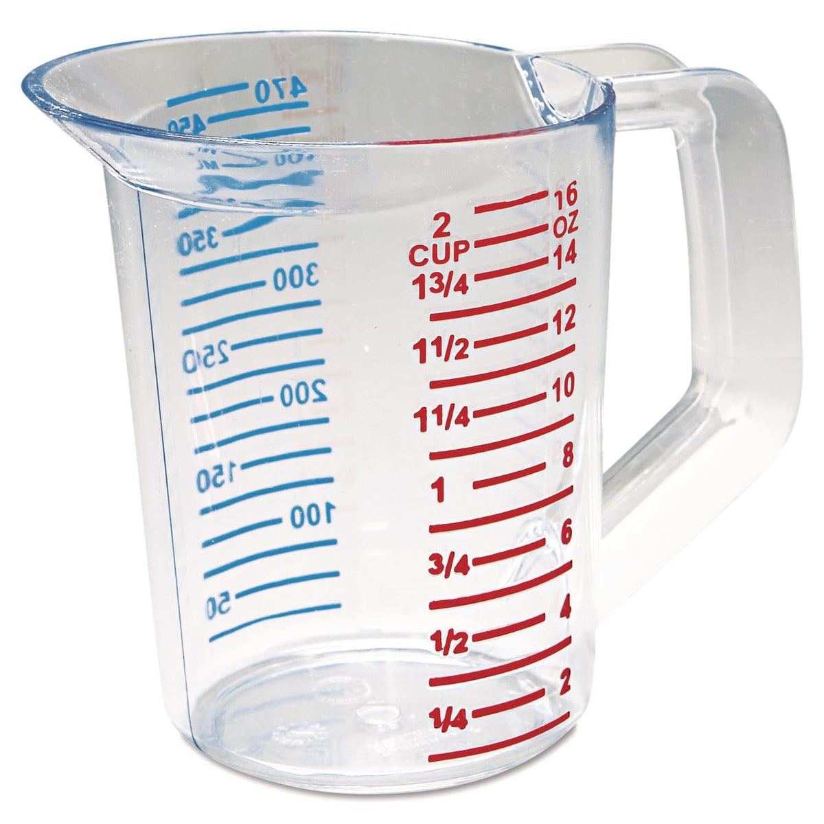 Rubbermaid Commercial Products Bouncer Clear Measuring Cup 2-Cup/0.5-Quart Clear Strong Food Grade Easy Read for Liquid/Dry Ingredients for Home/Professional Kitchen